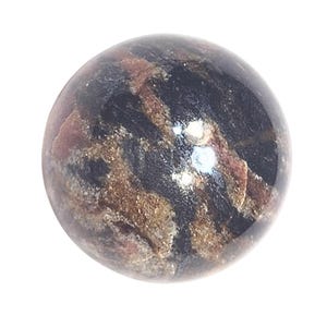 Langban, Sweden Fluorescent Svabite w Calcite Sphere – 1-1/4&quot; UV Orange & Red Glow Mineral 6363