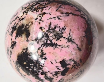 Rhodonite 70mm Pink Sphere for Home or Office Decor Gift or Metaphysical 6036