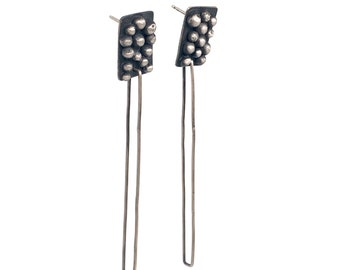Handmade Recycled Sterling Silver Granule Drop Earrings