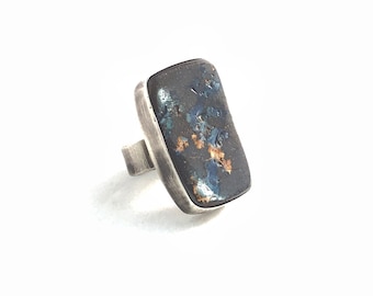 One-of-a-kind Boulder Opal sterling silver ring / size 7