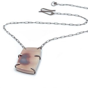 Imperial jasper prong set pendant necklace. Jewelry for women. One-of-a-kind pendant necklace.
