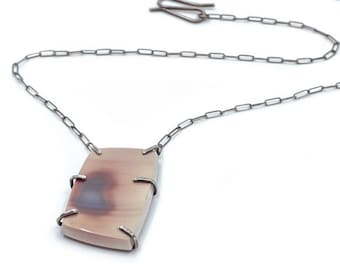 Imperial Jasper Pendant Necklace: Oxidized Sterling Silver, Handmade