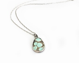 Handmade Poseidon Variscite sterling silver pendant necklace