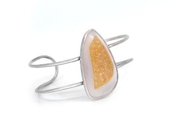 One of a kind druzy cuff bracelet. Sterling silver. Handmade.