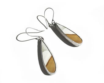 One-of-a-Kind Polychrome Jasper Dangle Earrings. Handmade. Sterling Silver.