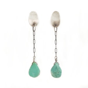 Teardrop turquoise sterling silver drop earrings