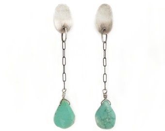 Teardrop turquoise sterling silver drop earrings