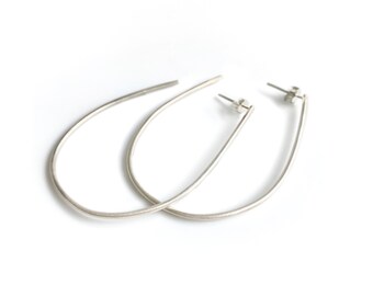 Large minimalist open hoop sterling silver earrings. All handmade.