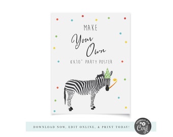 Modern Simple Party Animal Poster, Wild Animal Party, Zoo Poster, Safari Birthday, Petting Zoo, Printable Poster, Corjl