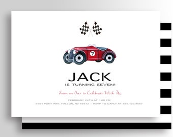 CAR Invitation - Race Car Invitation - Vintage Race Car Invitation - Car Birthday Party Invitation - Classic Car - Speedster Car invitation