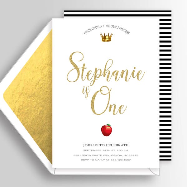 Modern Snow White Invitation - Disney Snow White Invite - Snow White Birthday Invitation - Snow White Birthday Party