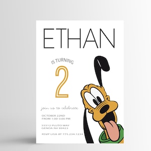 Pluto Birthday Invitation , Simple Pluto Invitation, Simple Disney Invitation, Custom DIY Printable