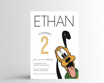 Pluto Birthday Invitation , Simple Pluto Invitation, Simple Disney Invitation, Custom DIY Printable