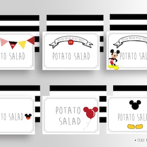 Modern Mickey Mouse Food Labels, Printable Mickey Mouse Food Tent Cards ...