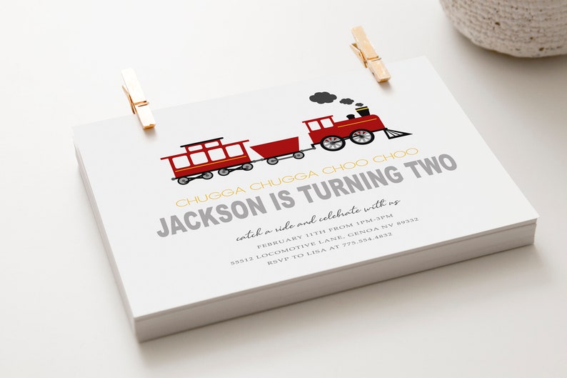 Modern Train Birthday Invitation Train Invitation Train Birthday Party image 3