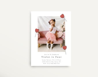 Valentines Day Party Invitation, Valentine Picture Birthday Card, Valentines Day, INSTANT DOWNLOAD