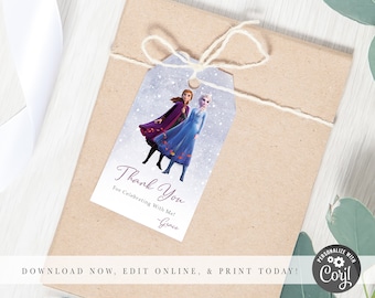Frozen 2  Party Favor Tag, Party Favor Tag Frozen, Simple Frozen Invitation, Frozen 2 Party Decor