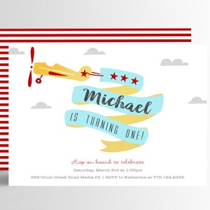 Modern Airplane Birthday Invitation Airplane Invitation Time Flies Birthday Invitation First Birthday 1st Birthday Boy Birthday Invitation