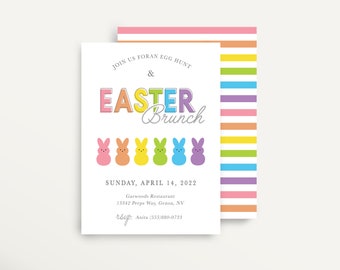 Easter Invitation, Egg Hunt and Brunch, Editable Template