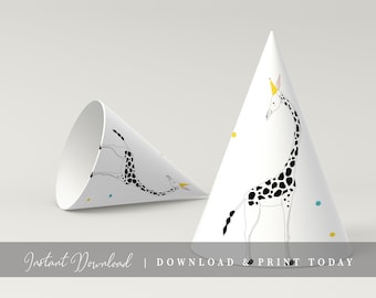 Modern Simple Party Animal Party Hat, Wild Animal Party Cone Hat, Zoo Party Hat, Safari Birthday, Petting Zoo, Printable Party Hat