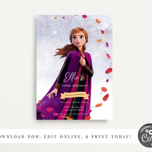 Frozen 2 Birthday Invitation, Frozen Birthday, Anna and Elsa Invite, Anna Birthday Invitation, Frozen 2 Birthday Invite, Anna, Printable