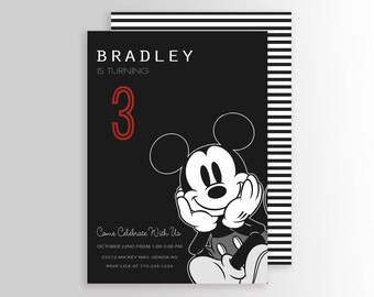 Modern MICKEY MOUSE Invitation,Vingage Mickey Birthday,Mickey Mouse Clubhouse,Mickey Birthday Invitations,Mickey Mouse Party