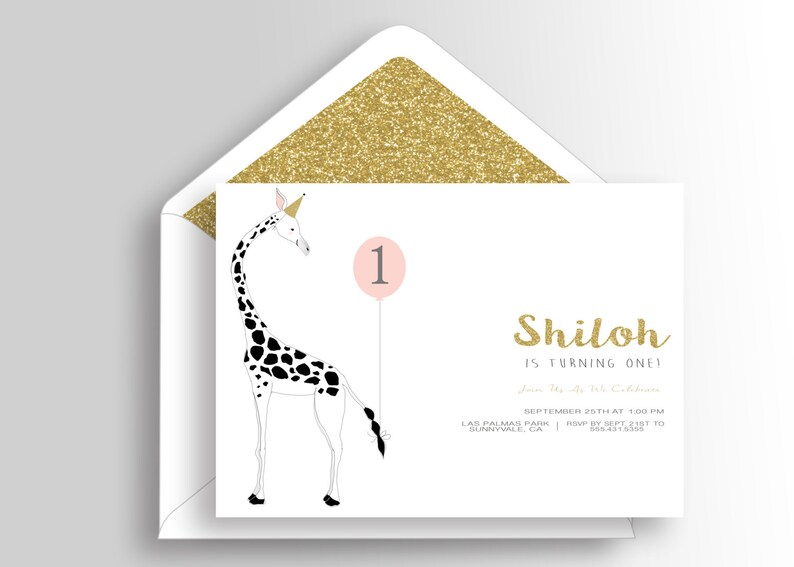 Modern Giraffe Birthday Invitation BIRTHDAY GIRAFFE INVITATION Etsy