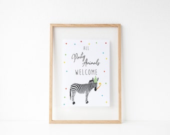 Modern Simple Party Animal Poster, Wild Animal Party, Zoo Poster, Safari Birthday, Petting Zoo, Printable Poster