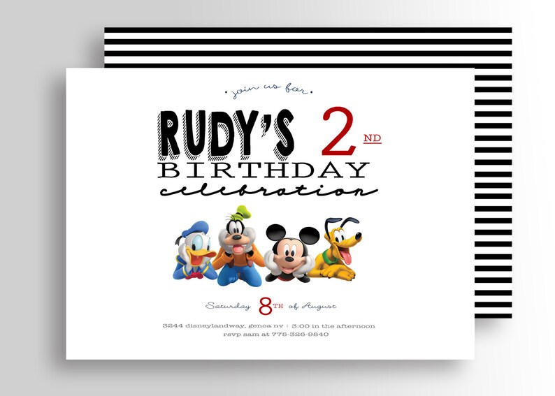 Modern MICKEY MOUSE InvitationMickey BirthdayMickey Mouse ClubhouseMickey Party Mickey Birthday InvitationsMickey Mouse Party