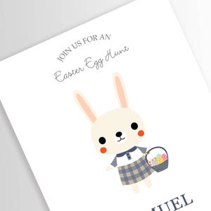 Modern Bunny Birthday Invitation, Bunny Invitation, Easter Birthday Party Invite Spring Invitation, PRINTABLE image 4