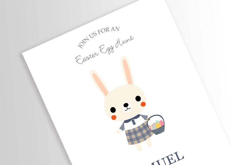 Modern Bunny Birthday Invitation, Bunny Invitation, Easter Birthday Party Invite Spring Invitation, PRINTABLE image 4