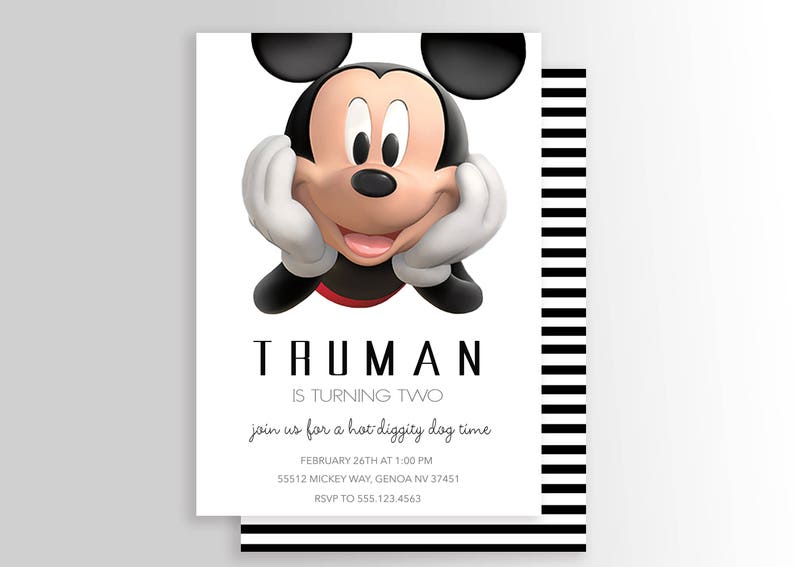 Modern MICKEY MOUSE InvitationMickey BirthdayMickey Mouse ClubhouseMickey Party Mickey Birthday InvitationsMickey Mouse Party