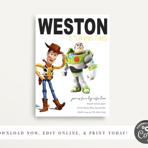 Modern Toy Story Invitation - Toy Story Birthday Invitation - Toy Story Printable, Modern Toy Story, Simple Toy Story, Woody and Buzz