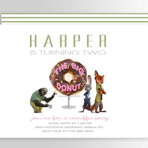 Modern Zootopia Invitation, Zootopia Birthday, Zootopia theme, Zootopia invite, Printable Digital Files for Girls Party card