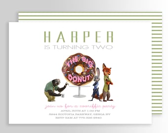Modern Zootopia Invitation, Zootopia Birthday, Zootopia theme, Zootopia invite, Printable Digital Files for Girls Party card