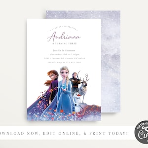 Frozen 2 Birthday Invitation, Frozen Birthday, Anna and Elsa Invite, Elsa Party, Elsa  Birthday Invitation, Frozen 2 Birthday Invite