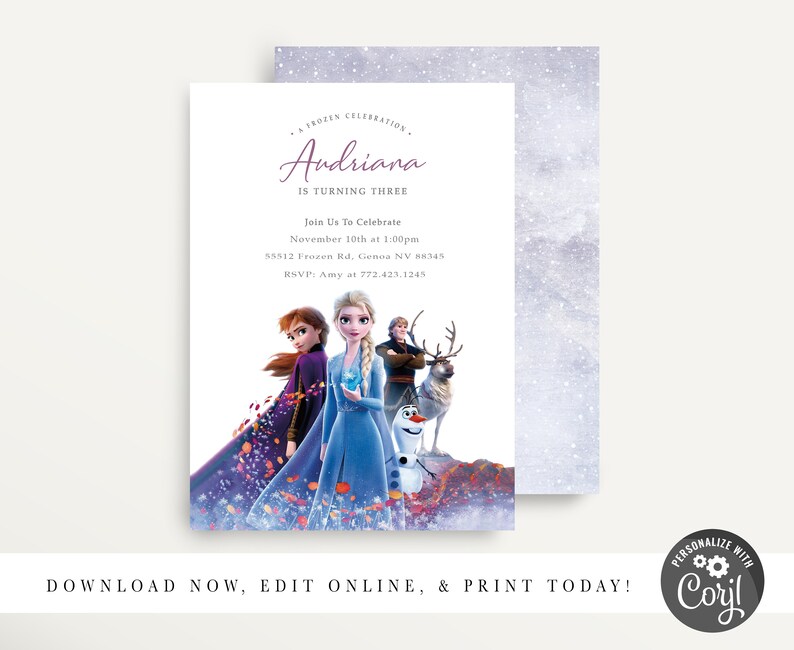 Frozen 2 Birthday Invitation Frozen Birthday Anna and Elsa Invite Elsa Party Elsa Birthday Invitation Frozen 2 Birthday