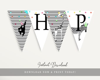 Party Animal Banner, Party Animal Bunting, Party Banner, Fiesta Bunting, Party Decorations, Birthday Decor, Printable, Instant Download