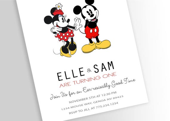 Simple Modern Minnie Mouse Baby Shower Thank You Invitation