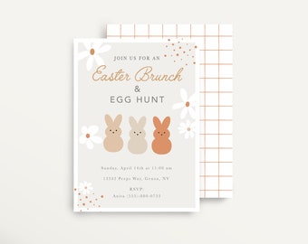 Easter Invitation, Egg Hunt and Brunch, Editable Template