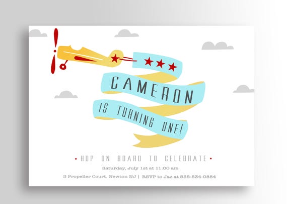 Modern Airplane Birthday Invitation Airplane Invitation Time Flies Birthday Invitation First Birthday 1st Birthday Boy Birthday Invitation