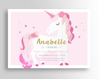 Unicorn Invitation, Unicorn Birthday Invitation, Unicorn Party Invitation, Magical Unicorn Party, Rainbow Unicorn Invitation, Unicorn Invite