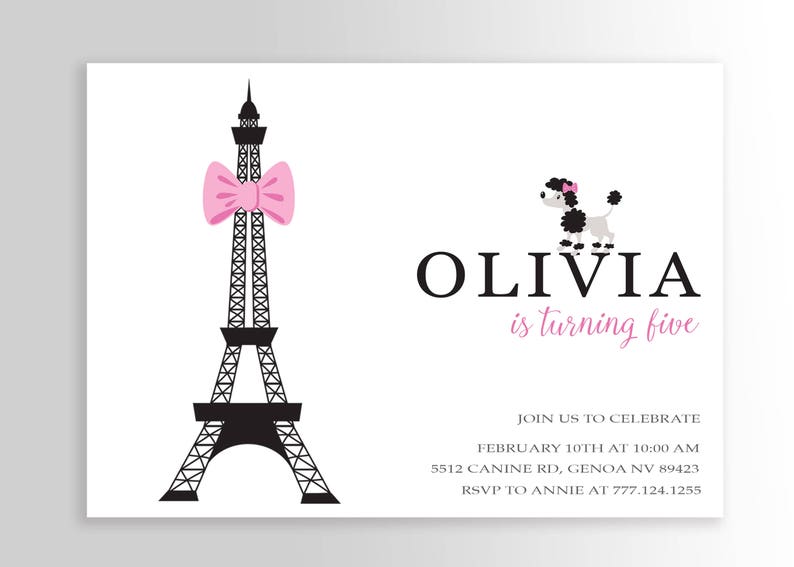 Modern Paris Invitation Paris Birthday Invitation Paris Themed Invitations Paris Party Supplies Paris Party Decor image 2