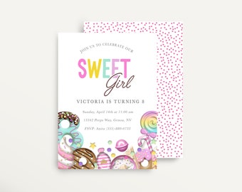 Editable Candy Invitation, Candy Birthday Invitation, Candy Template Download, Digital File