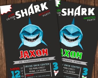 Shark invitation, Shark Invite, Shark Party, Pool Party, Pool Party Invitation, Shark Pool Party, Shark Birthday, Shark Party, Beach, Invite