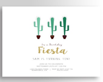 Modern Fiesta Invitation - Mexican Party Invitation - Custom Printable