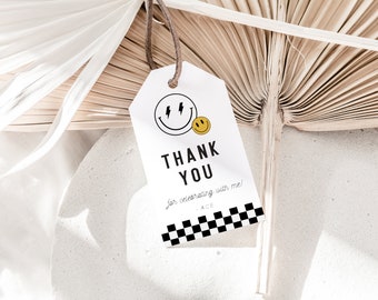 Happy Face Favor Tags,  Happy Face Party, Happy Dude Birthday Favors, Party Favors, Editable