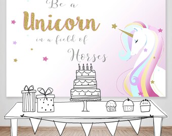 Modern Unicorn Backdrop | Party Banner | Poster | Signage | Personalized | Printable ONLY | Birthday Backdrop| Digital