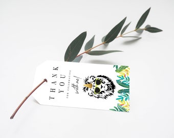 Party Animal Favor Tags,  Wild Animal Party, Zoo Party Favors, Safari Birthday Tags, Petting Zoo, Printable Tags, Corjl, Party Animal Decor