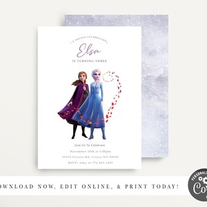Frozen 2 Geburtstagseinladung, Frozen Birthday, Anna und Elsa Einladung, Elsa Party, Elsa Geburtstagseinladung, Frozen 2 GeburtstagSeinladung